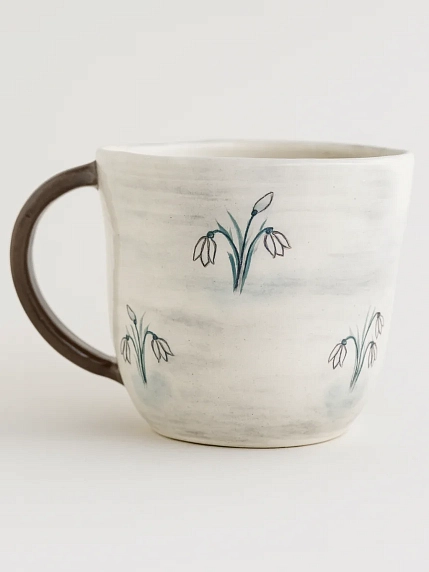 Кружка ручной работы Ким керамика с росписью Лис с подснежниками, керамика, 450 мл, фото 2.