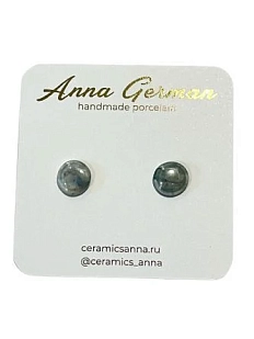 Серьги-гвоздикиАнна Герман  круглые, фарфор, голубые