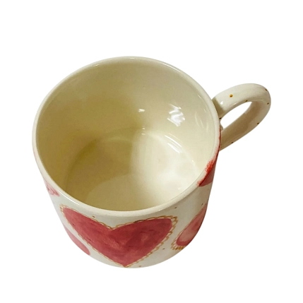 Кружка ручной работы прямая Чашки и поцелуи «Сердца», полуфарфор, 250 мл, фото 3.