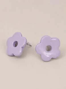 Серёжки-гвоздики Радость Рядом «Цветочки», полимерная глина, сиреневый