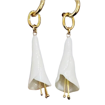 Серьги-конго ручной работы с подвесками «Колокольчики», фарфор, фото 2.