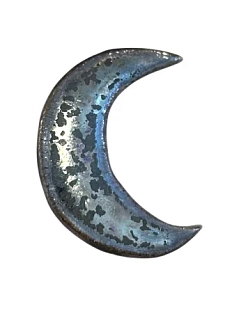 Брошь ручной работы Корсак металлик «Полумесяц», коричневая, керамика