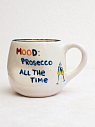 Кружка ручной работы мятая «Mood: prosecco all the time», синяя, керамика, 400 мл, превью фото 1