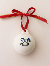 Ёлочная игрушка РУКИ В ГЛИНЕ шар расписной «Лошадка-Качалка», фарфор, 7 см