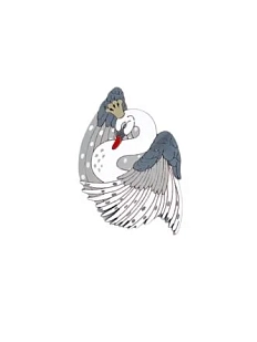 Брошь ручной работы «Принцесса лебедь», тёмно-серая, дерево