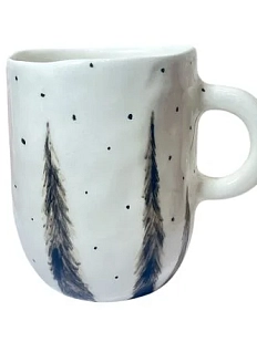 Кружка ручной работы Катя Вебер «Лес» в чёрную точку, белая, керамика, 300 мл