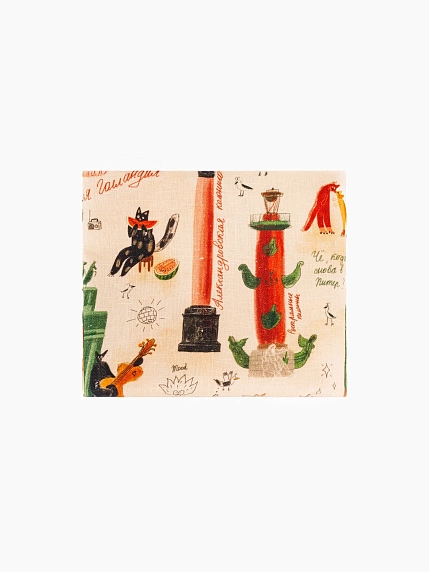 Дорожка на стол «Котики Петербурга. Лето», бежевая, фото 1.