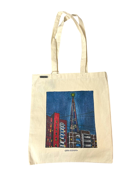 Сумка шоппер с дворами Петербурга «Приморский проспект», белый, фото 1.