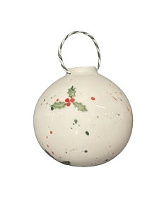 Ёлочная игрушка шар Верба керамика расписной «Остролист», 7 см