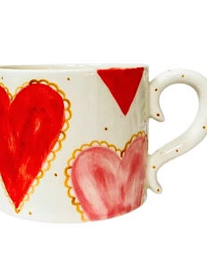 Кружка ручной работы прямая «Сердца», полуфарфор, 250 мл