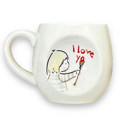Кружка ручной работы с надписью «I love you», белая, керамика, 300 мл, фото 1.