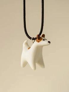Подвеска ручной работы Боттери керамика с собачкой «‎Джек рассел терьер»‎, керамика