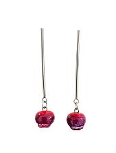 Серьги-гвоздики Керко на планке ягодки брусники, стекло