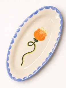 Тарелка ручной работы Йеллоускуп «Оранжевый цветок», керамика