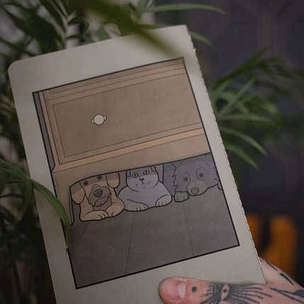 Блокнот с кошкой Barking Store Gudim «Firework», А5, 40 листов, серый, фото 5.