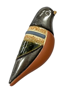 Брошь ручной работы Екатерина Юдо «Птичка», охра, керамика