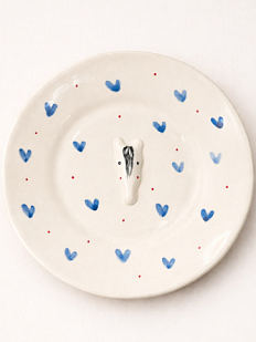 Тарелка ручной работы Мария Гордеева с фигуркой Лошадка, серо-синяя, полуфарфор, 20,5 см