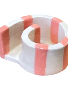 Подсвечник ручной работы «Полосы», розовый, керамика