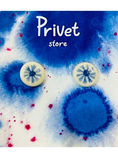 Серьги-гвоздики Звер «Василёк», керамика