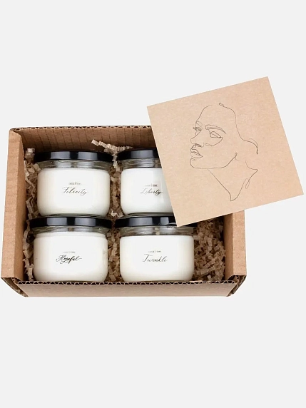 Подарочный набор с ароматическими соевыми свечами, фото 1.