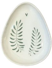 Блюдце Августа с двумя зелёными веточками, белое