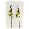 Серьги-гвоздики Керко с цепочкой зеленые листочки, стекло, превью фото 1