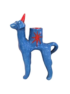 Подсвечники ручной работы в форме собаки, синий, керамика