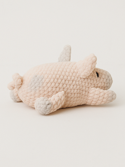 Игрушка ручной работы «Поросёнок» плюшевый, розовый, фото 2.