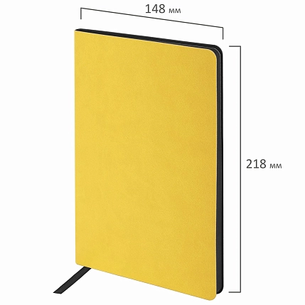 Бизнес-блокнот BRAUBERG в клетку «Metropolis Mix», А5, 80 листов, жёлтый, фото 2.