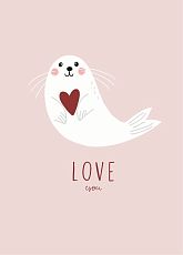 Открытка  с тюленем «Love you»