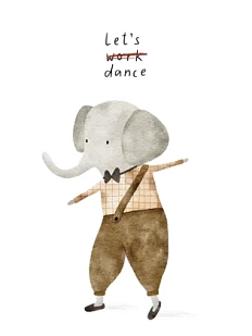 Постер интерьерный Оксана Степова со слоником «Let's dance», А3
