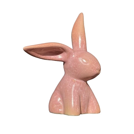 Статуэтка ручной работы Ручная глина «Кролик», розовая, керамика, фото 2.