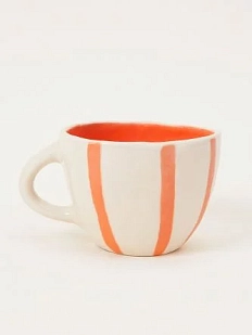 Чашка для чая ручной работы Полоски розовые, керамика, 250 мл