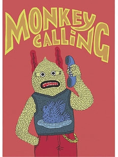 Обложка на паспорт Валя Карнавалова «Monkey calling», ПВХ, искусственная кожа