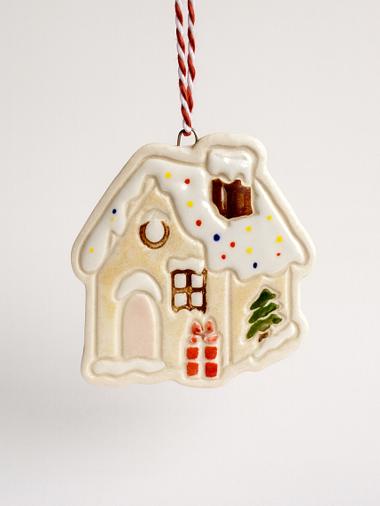 Игрушка на ёлку «Пряничный домик», керамика, фото 1.