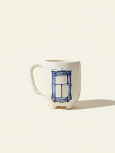 Кружка ручной работы на ножках Быкова керамика «Окно с синими ставнями» № 2,  250 мл
