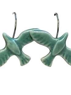 Серьги «Зелёные пташки», фаянсовая глина
