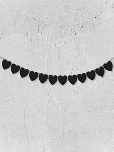 Бумажная гирлянда Магия букв «Сердечки», чёрная, картон, 240 г/м²