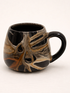 Кружка ручной работы с разводами Кафель «Капучино», чёрно-коричневая, керамика, 450 мл