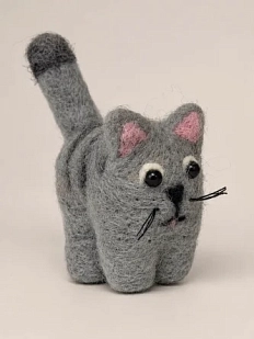 Валяная игрушка Северяшка «Серый кот», шерсть