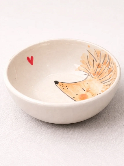 Пиала ручной работы НАДО ЖЕ с росписью «Ёжик», белая, керамика, 10 см, фото 2.