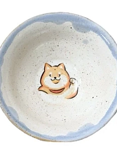 Блюдце ручной работы Керемет «Сиба-ину», голубое, керамика, 12 см