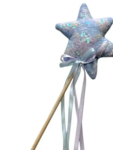 Волшебная палочка БУКА, голубая с перламутровыми пайетками, 25 см