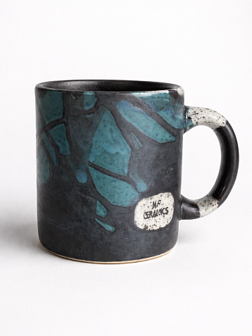 Кружка ручной работы NF ceramics «Люблю раннее утро», бирюзовая, керамика, 400 мл, фото 5.