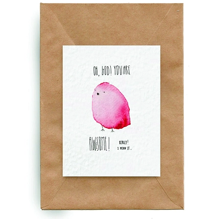 Открытка ЙЕТТИ «Oh, God! You are awesome!», белая, А6, фото 2.