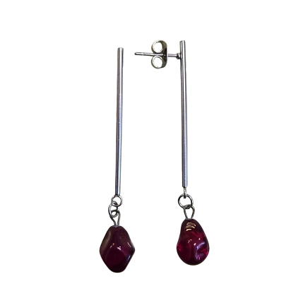 Серьги-гвоздики Керко на планке ягодки граната, стекло, фото 2.