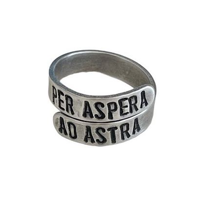 Кольцо металлическое «Per aspera ad astra/Через тернии к звездам» 17/19, фото 1.