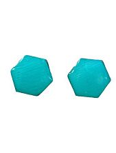 Серёжки-гвоздики «Соты», дерево, гипоаллергенный сплав, бирюзовые