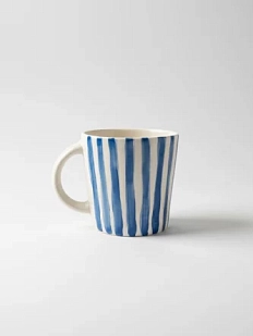Кружка ручной работы ММ керамика в голубую полоску, 450 мл
