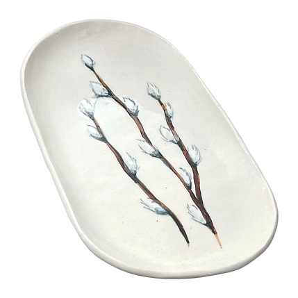 Блюдо ручной работы Верба керамика «Верба», овальное, керамика, 20 см, фото 2.